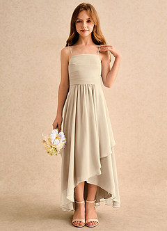 Azazie Twilight Dance Girls Formal Abiti da Ragazza di Fiori Abito A-Line in Chiffon Plissettato Champagne image5