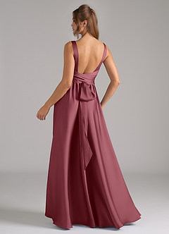 Azazie Kora Bridesmaid Dresses Desert Rose A-Line Pleated Stretch Satin Dress image6