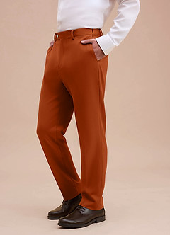 front Ethan Orange Brûlée Pantalon habillé en tissu raffiné