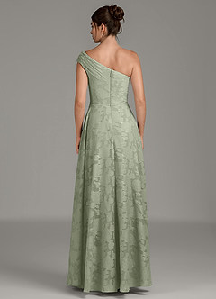 Azazie Melanie Kleider zum Anprobieren zu Hause Eine Linie One-Shoulder Blumen-Burnout Kleid Agave image2