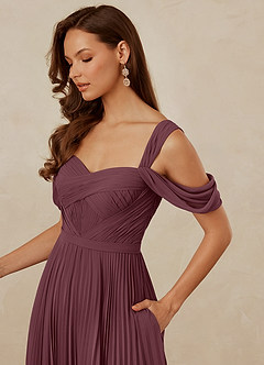 Christian Siriano Bridal for Azazie 1013 Bridesmaid Dresses Sangria A-Line Off the Shoulder Chiffon Dress image6