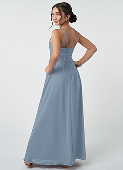 Azazie Leighton Junior Dusty Blue A-Line Pleated Chiffon Dress image5