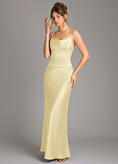 Azazie Reverie Bridesmaid Dresses Lemon Sorbet Mermaid Corset Stretch Satin Dress image1