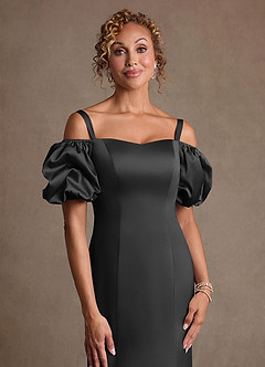 Azazie Redding Klänningar till brudens mor Klä Tubklänning i Stretch Satin Rynkad Svart image5