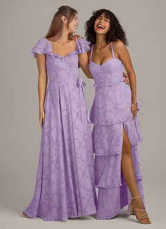 Azazie Aricella Brautjungfernkleider A-Linie Korsett Blumen-Burnout Kleid Flieder image2