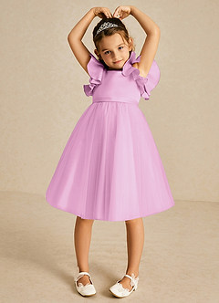 Azazie Kaeya Flower Girl Dresses Candy Pink A-Line Bow Tulle Dress image3