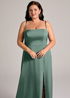 Azazie Wren Bridesmaid Dresses Eucalyptus A-Line Strapless Stretch Satin Convertible Dress image11