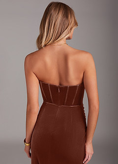 Azazie Larisa Jurken voor bruidsmeisjes Converteerbaar Jurk van flueel met Kolom Strapless Terracotta image10