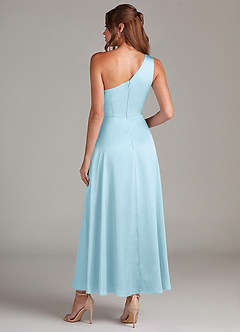 Azazie Brooke Suknie dla druhen Linia A Jedno ramię Satyna elastyczna Długość kostki Sukienka image7