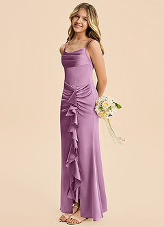 Azazie Rosalia Junior Robe Fourreau en Satin extensible Plissé Glycine image4