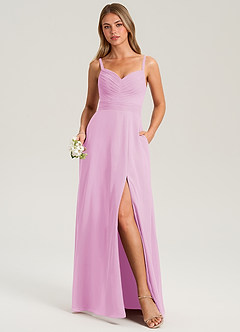 Azazie Terese Suknie dla druhen Linia A Pofałdowany Szyfon Do ziemi Sukienka image1