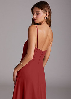Azazie Wren Bridesmaid Dresses Rust A-Line Side Slit Chiffon Convertible Dress image8