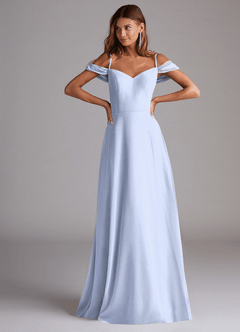 Azazie Marley Brautjungfernkleider Wandelbar A-Linie Schulterfrei Chiffon Kleid Eis image4