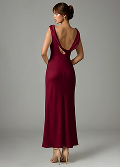 Azazie Kieryn 신부 들러리 드레스 인어 주름진 스트레치 새틴 발목 길이 드레스 image5