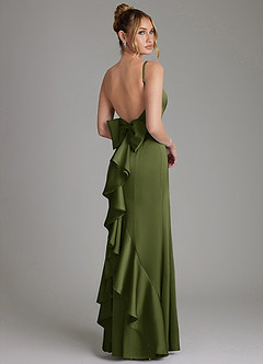 Azazie Zherra Bridesmaid Dresses Olive Mermaid Bow Stretch Satin Dress image1