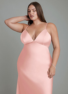Azazie Stefania Rochii de domnișoară de onoare A-Line Satin elastic Lungime până la podea Rochie image13