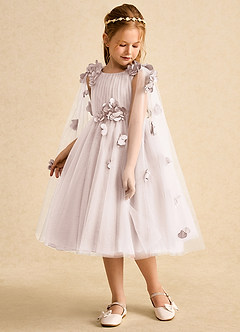 Azazie Staria Flower Girl Dresses Rose Petal Ball-Gown Ruched Tulle Dress image5