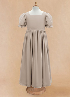 Azazie Joss Flower Girl Dresses Frost A-Line with Sleeves Chiffon Dress image5