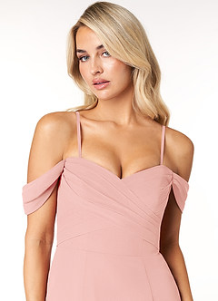 Azazie Joretta Final Sale Rosette A-Line Off the Shoulder Chiffon Convertible Dress image6