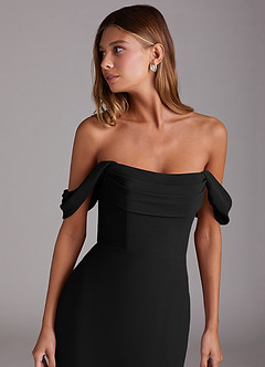 Azazie Saige Bridesmaid Dresses Black A-Line Off the Shoulder Chiffon Convertible Dress image5
