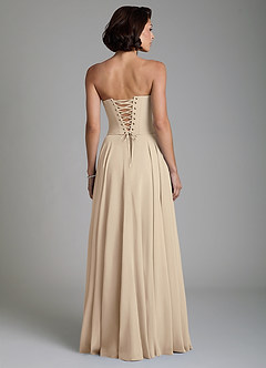 Azazie Ira Robes de demoiselle d'honneur Robe Trapèze en Mousseline de soie Corset Champagne image2