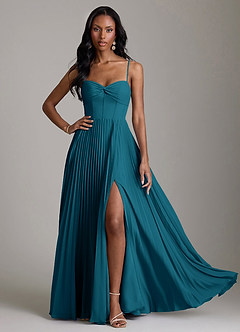 Azazie Akiko Bridesmaid Dresses Ink Blue A-Line Sweetheart Neckline Chiffon Dress image3