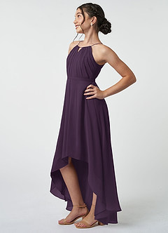 Azazie Oaklynn Junior Robe Trapèze en Mousseline de soie Plissée Prune image4