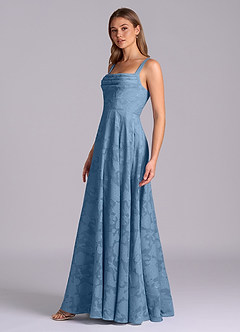 Azazie Shaude Morsiusneito Mekot A-linja Pliseerattu Floral Burnout Lattian pituus Pukeutua image4