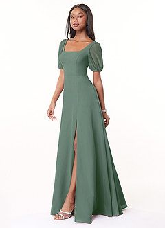 Azazie Alani Bridesmaid Dresses Eucalyptus A-Line Square Neckline Chiffon Dress image3