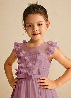 Azazie Arlo Final Sale Vintage Mauve A-Line Bow Chiffon Dress image2