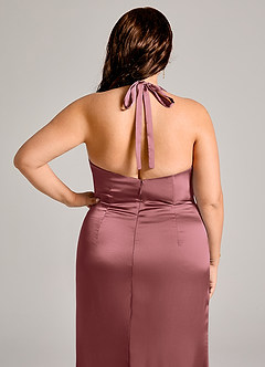 Azazie Valerie Jurken voor bruidsmeisjes Jurk van Stretch Satijn met Zeemeermin Geplooid Amethist image8