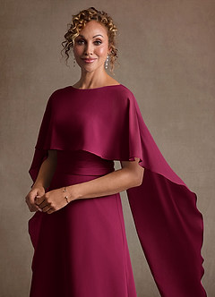 Azazie Marilla vestidos de madre de la novia Vestido Borgoña de Gasa de Corte en A con Plisado image8