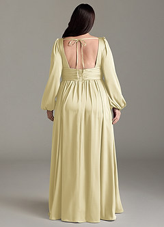 Azazie Norah Robes de demoiselle d'honneur Robe Trapèze en Satin extensible Sorbet Citron image8
