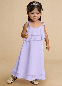Azazie Temi Flower Girl Dresses Lilac A-Line Spaghetti Strap Chiffon Dress image6