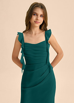 Azazie Jessamine Junior Peacock Mermaid Sweetheart Neckline Chiffon Dress image7