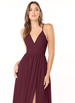 Azazie Aaida Bridesmaid Dresses Cabernet A-Line Corset Chiffon Dress image6