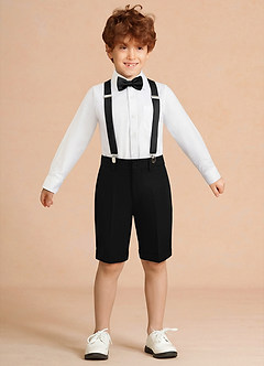front Oliver Black Boy Shorts Suit 4-Piece Set