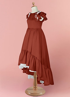 Barbie ♥ Azazie vestidos de niña de las flores Vestido de Terracota de Satén Elástico de Corte En A con Encaje image9