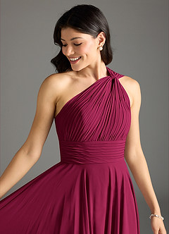 Azazie Charlize Brautjungfernkleider A-Linie One-Shoulder Chiffon Kleid Burgunderrot image5