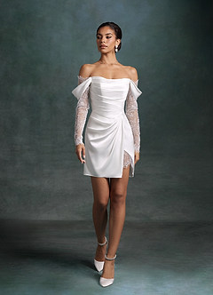 Azazie Alesya Wedding Dresses Diamond White A-Line Sweetheart Neckline Lace Dress image3