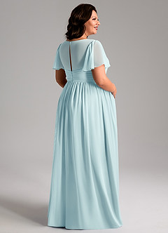 Azazie Verna Maternity Bridesmaid Dresses A-Line V-Neck Ruched Chiffon Floor-Length Dress image8