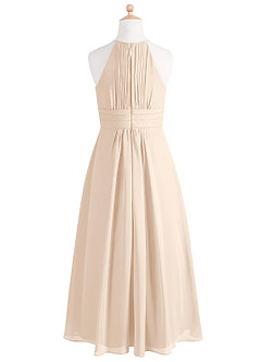 Azazie Bonnie Junior White Alabaster A-Line Pleated Chiffon Dress image6