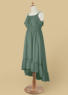Azazie Karmen Flower Girl Dresses Eucalyptus A-Line Ruched Chiffon Dress image11