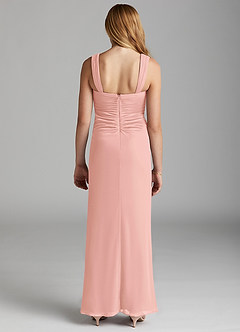 Azazie Jesaphine Junior Rosette Sheath Pleated Mesh Dress image4