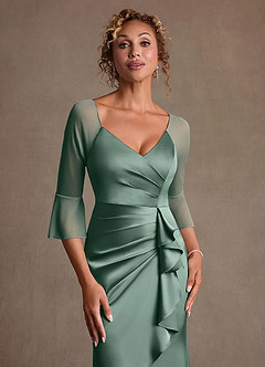 Azazie Nampa Abiti per la Madre della Sposa Abito Tubino in Maglia Plissettato Eucalipto image5