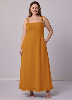 Barbie ♥ Azazie Bridesmaid Dresses Butterscotch A-Line Pleated Chiffon Dress image9