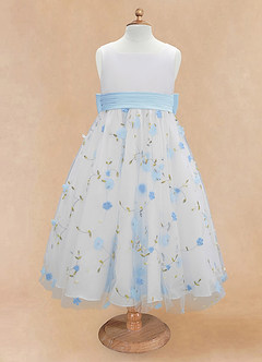 Azazie Pollie Flower Girl Dresses Sky Blue Sky Blue A-Line Bow Tulle Dress image11