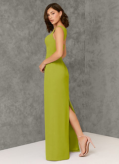 Azazie Flori Bridesmaid Dresses Lemongrass Sheath Square Neckline Chiffon Dress image5