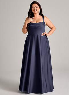 Azazie Shaude Bridesmaid Dresses Stormy A-Line Pleated Stretch Satin Dress image9