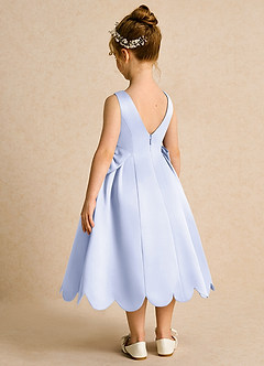 Azazie Macaroon Flower Girl Dresses Lavender Ball-Gown Bow Matte Satin Dress image3